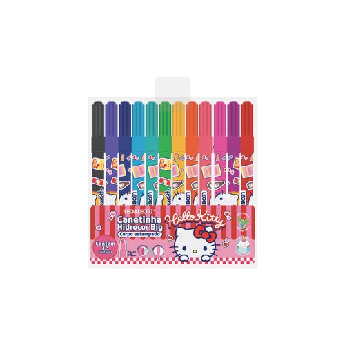 Hidrocor Big Corpo Estampado Hello Kitty - Estojo C/ 12 Und Leo&Leo