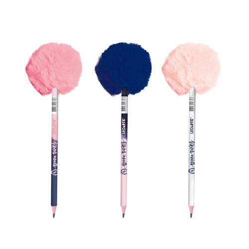 Lápis Grafite HB Resina com Pompom Bruna Tavares - Pote com 24 Unidade LeoArte