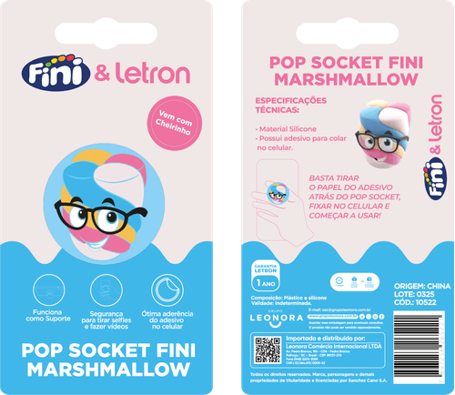 Pop Socket Apoio de Celular Marshmallow Fini Blister Letron