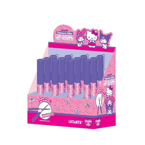 Tesoura Slim Hello Kitty E Amigos - Display C/ 12 Unid. Leoarte