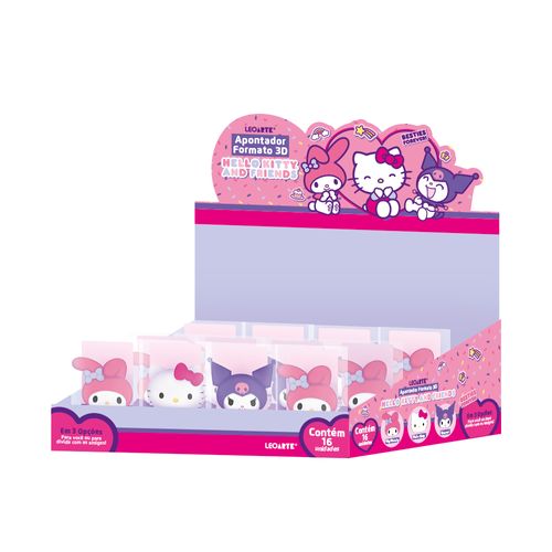 Apontador Formato 3D Hello Kitty E Amigos Sortido - Display C/ 16 Und Leoarte