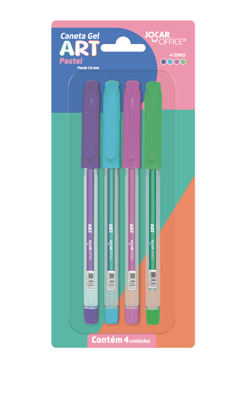Caneta Gel Art 1.0 Pastel - Blister C/ 4 Unid. Jocar Office