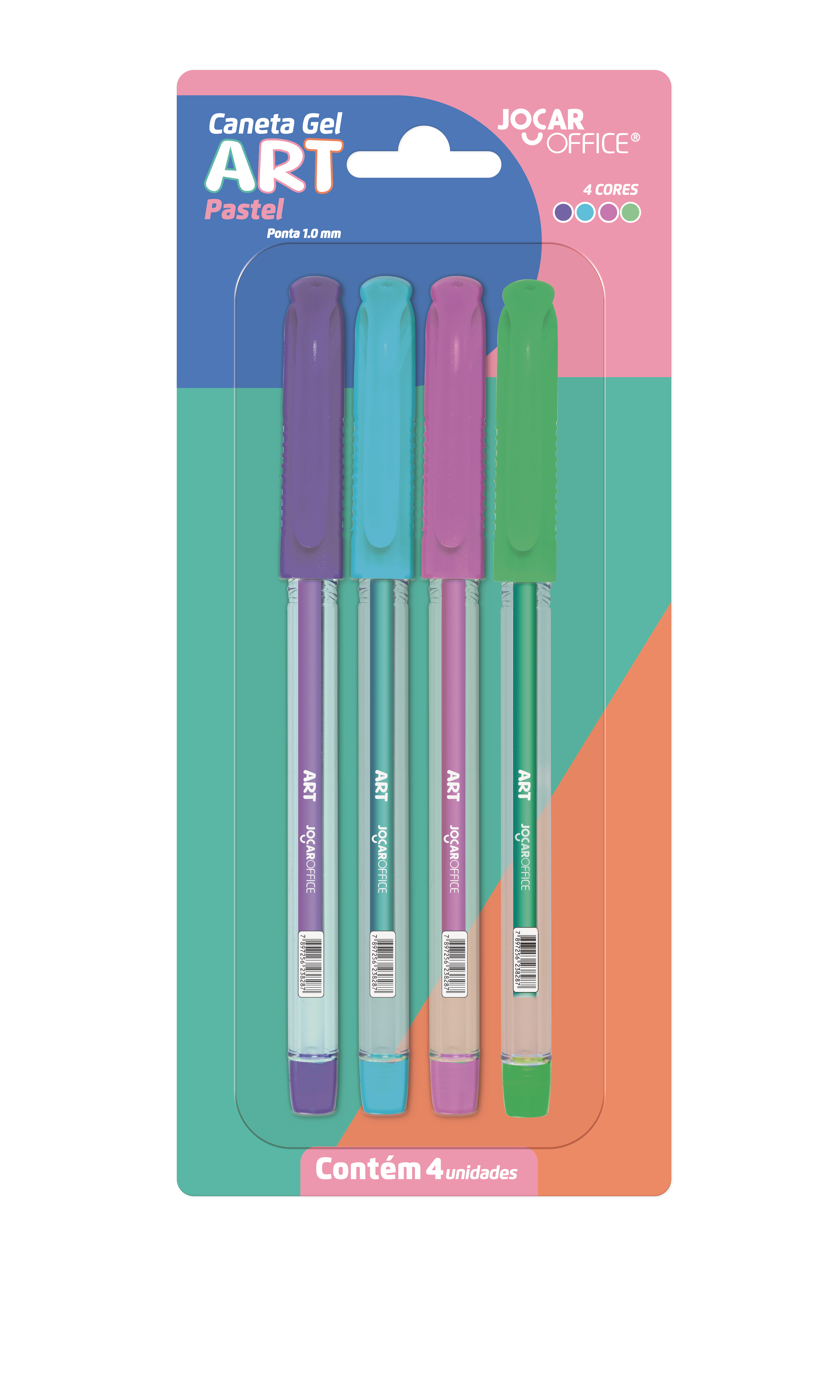 Caneta Gel Art 1.0 Pastel - Blister C/ 4 Unid. Jocar Office