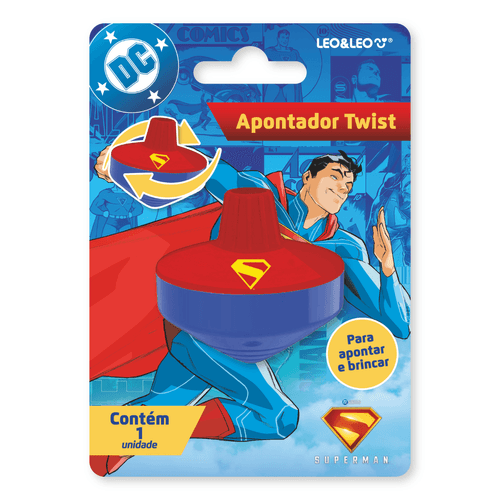 Apontador Twist Com Depósito Superman - Blister C/ 1 Und Leo&Leo