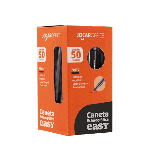 Caneta Esf. Easy Escrita Media Preta Cx/50 Und Jocar Office