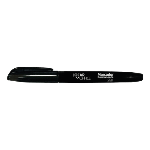Marcador Permanente Ponta Chanfrada Preto Slim Cx/12 Jocar Office