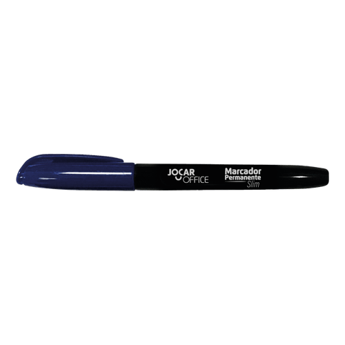 Marcador Permanente Ponta Chanfrada Azul Slim Cx/12 Jocar Office