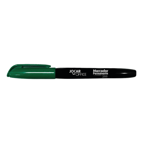 Marcador Permanente Ponta Chanfrada Verde Slim Cx/12 Jocar Office