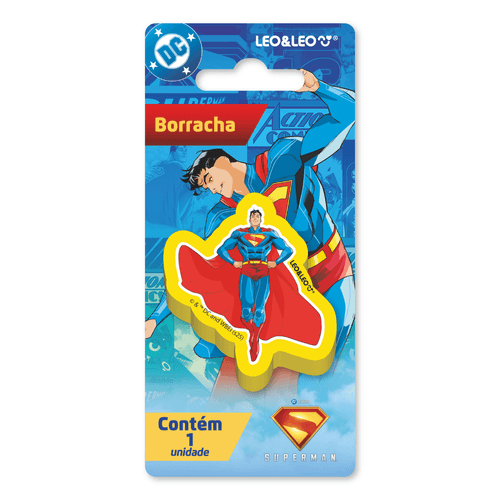 Borracha Superman Blister C/1 Und. - Cx/12 Blister 4 Personagens Sortidos Leo&Leo