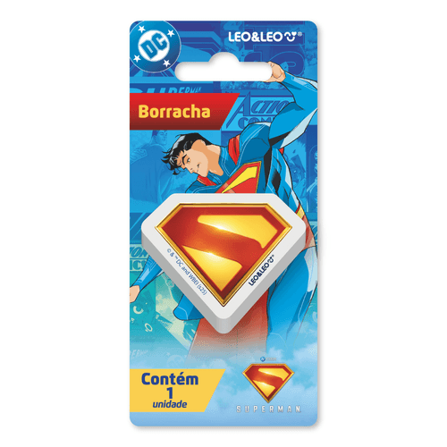 Borracha Superman Blister C/1 Und. - Cx/12 Blister 4 Personagens Sortidos Leo&Leo