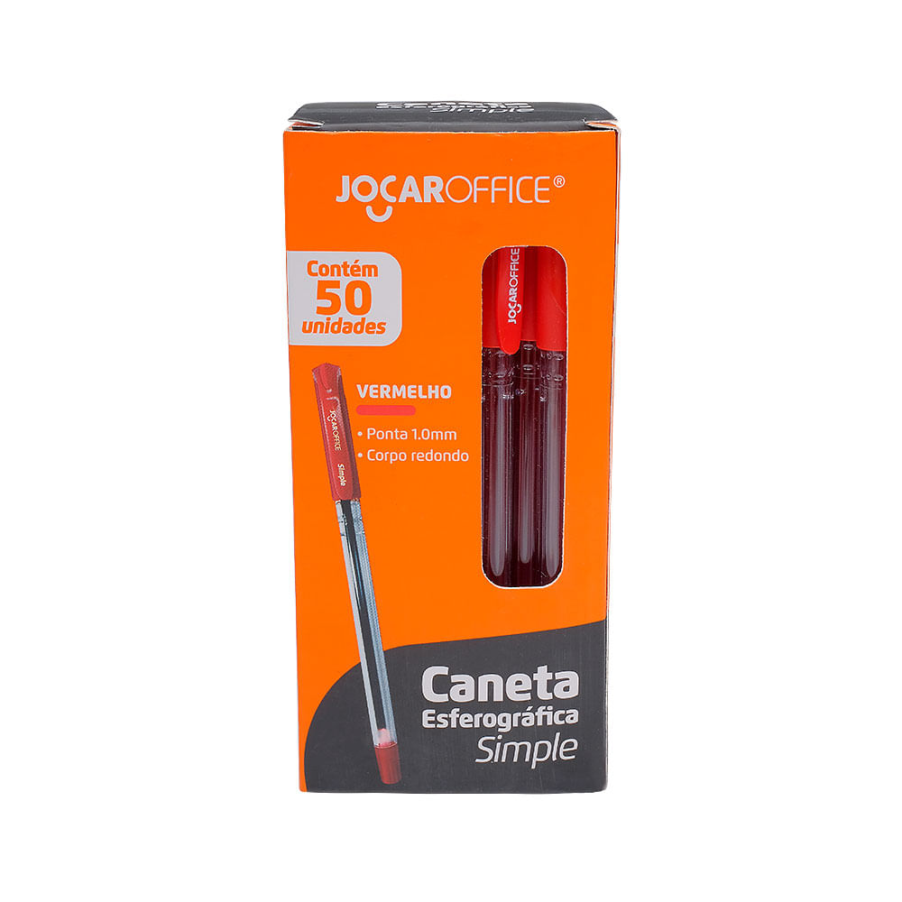 CANETA ESF.SIMPLE MEDIA VERMELHA CAIXA C/50 UND JOCAR OFFICE