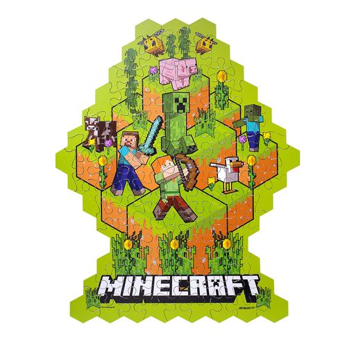 Quebra-Cabeça Minecraft com Formato 98 Peças Caixa Leo&Leo