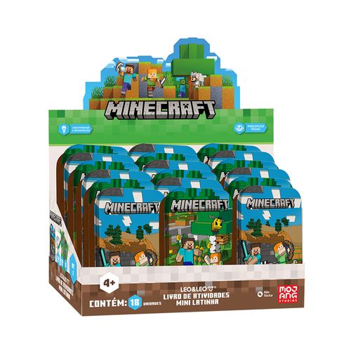 Livro de Atividades Mini Latinha Minecraft Display C/ 18 Un Leo&Leo