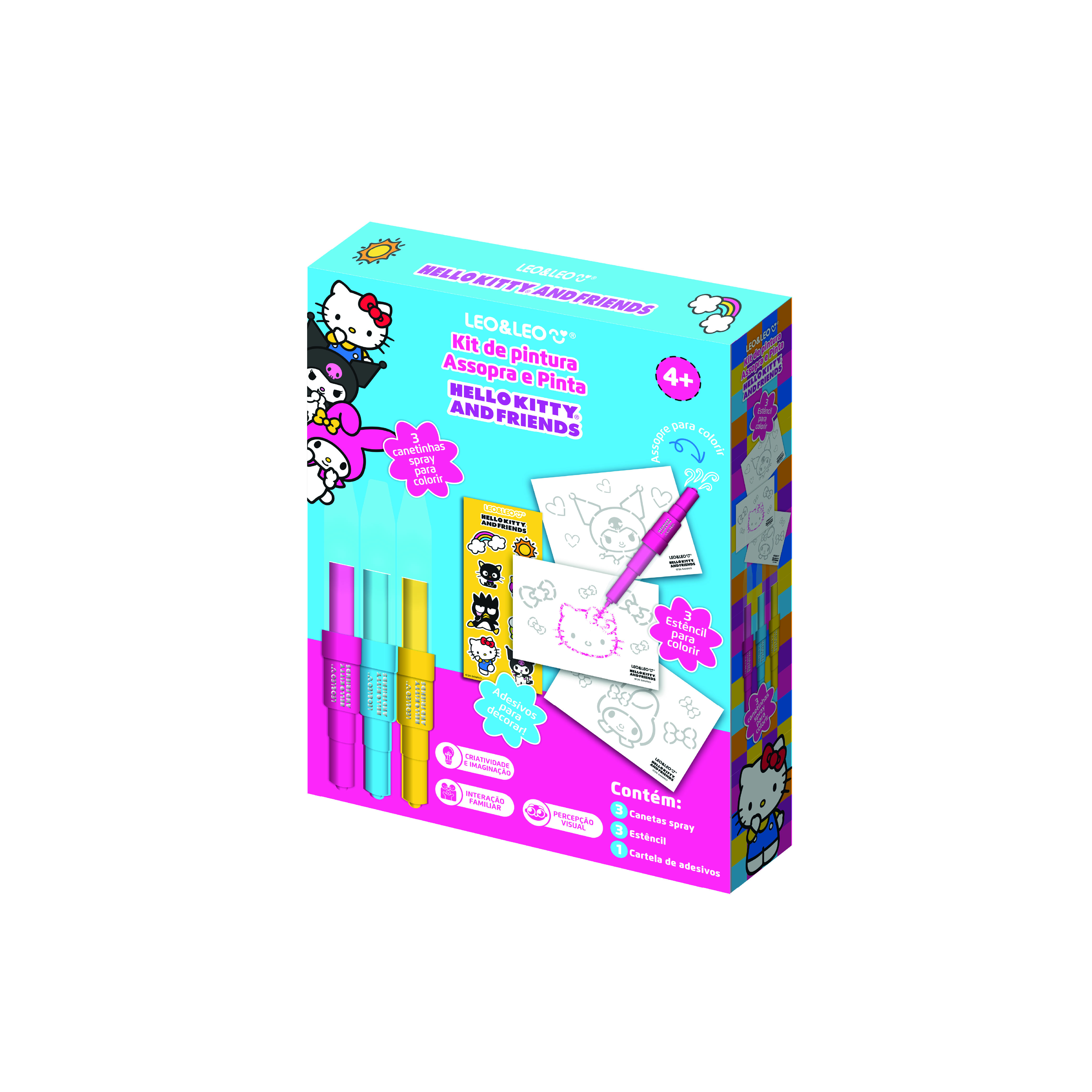 Kit de Pintura Assopra e Pinta Hello Kitty e Amigos Caixa Leo&Leo