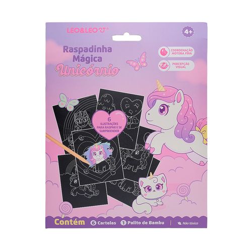 Raspadinha Mágica Unicórnio Envelope c/ 6 Cartelas Leo&Leo