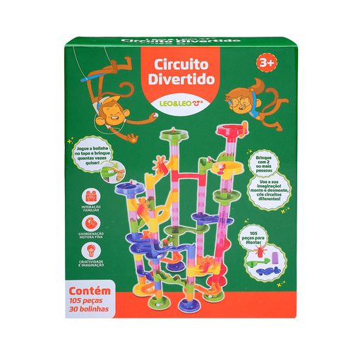 Circuito Divertido Monta e Desmonta Caixa com 105 Peças Leo&Leo
