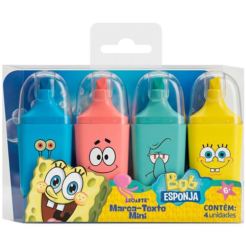 Marca-Texto Mini Bob Esponja 4 Cores LeoArte