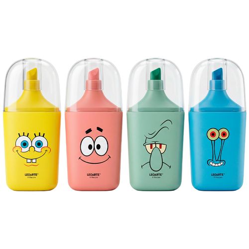 Marca-Texto Mini Bob Esponja 4 Cores LeoArte