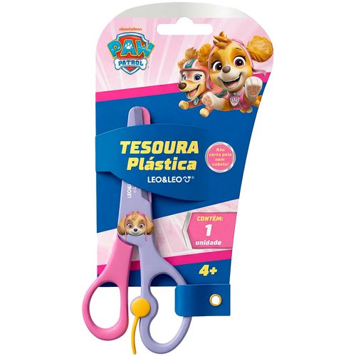 Tesoura Escolar Plástica com Aplique Patrulha Canina Leo&Leo