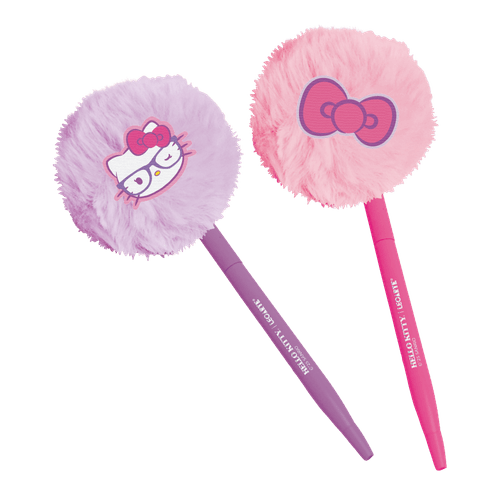 CANETA POMPOM COM APLIQUE HELLO KITTY - DISPLAY C/ 8 UND - LEOARTE