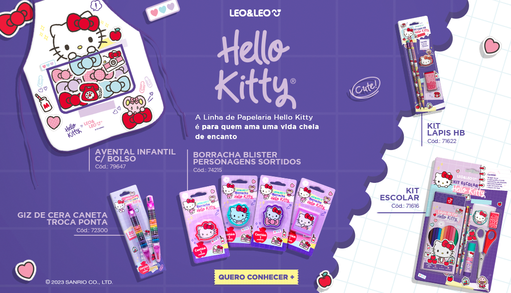 Borracha Hello Kitty Blister C/1 Und. - Cx/12 Blister 4 Personagens  Sortidos Leo&Leo